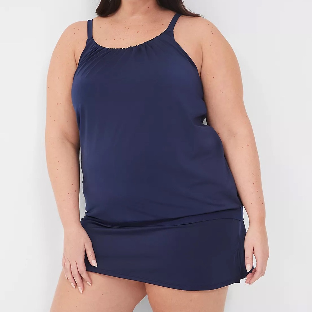 Lane Bryant Navy Blue Tankini Bathing Suit-top & bottom Sz 22